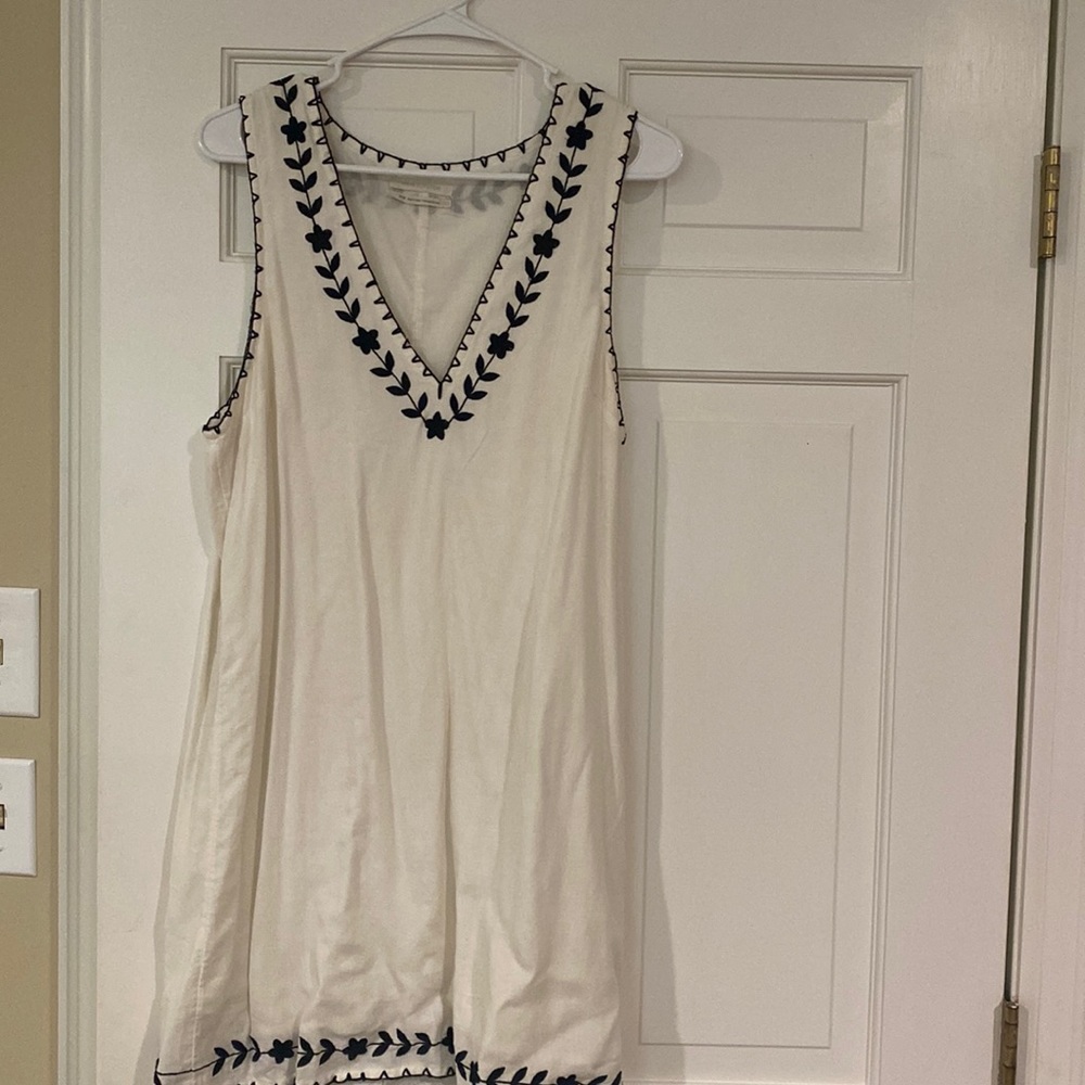 Urban outfitters white dress with black embroidery